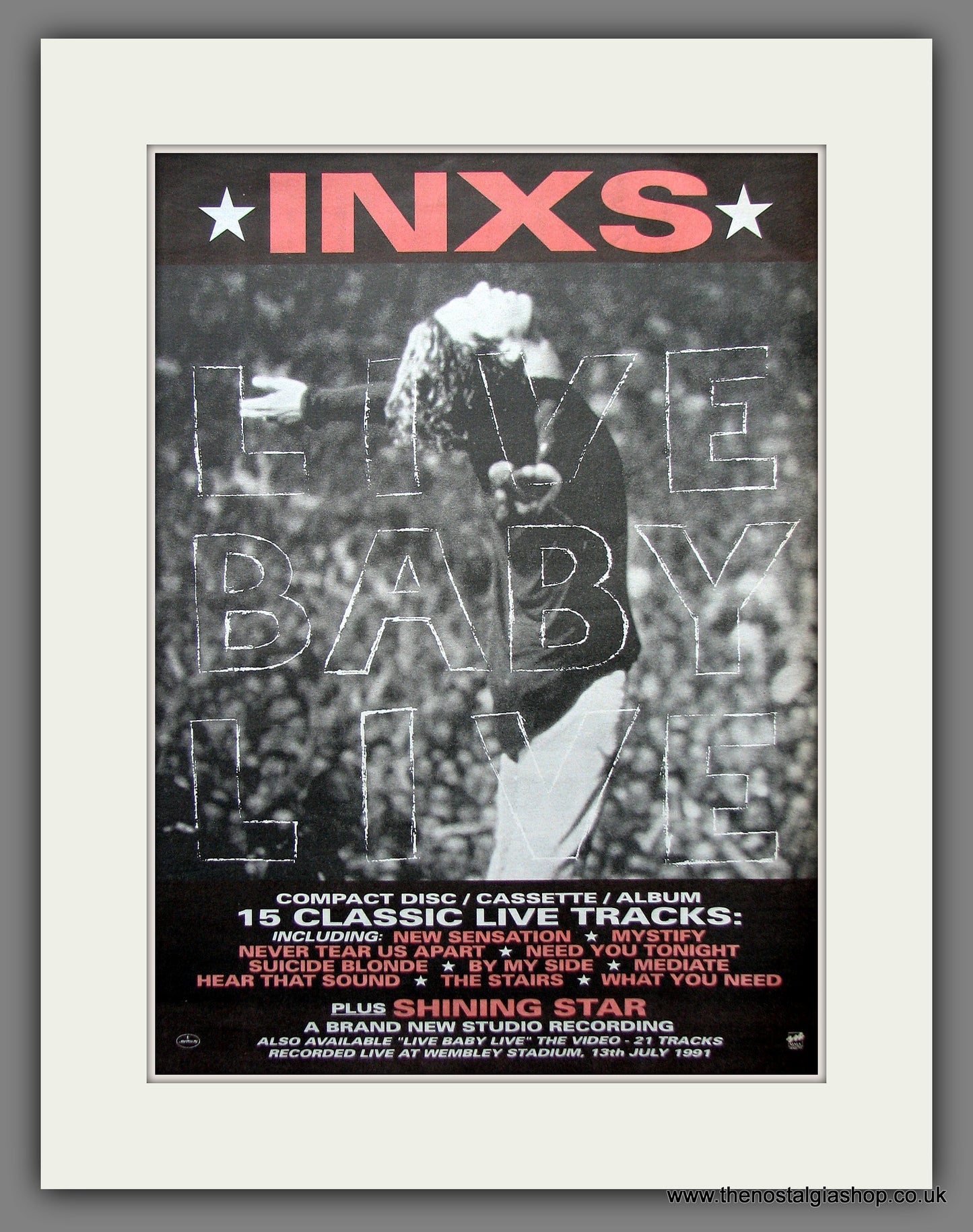 INXS. Live Baby Live. Original Vintage Advert 1991 (ref AD13154)