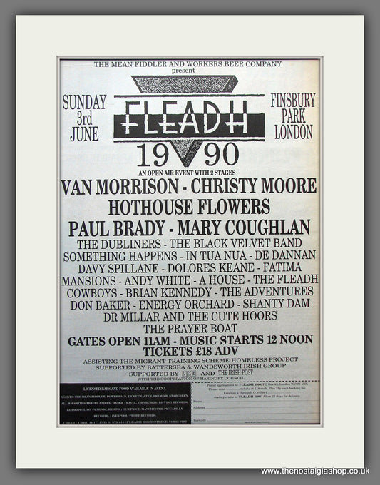 Fleadh 1990. Van Morrison. Original Vintage Advert 1990 (ref AD13177)