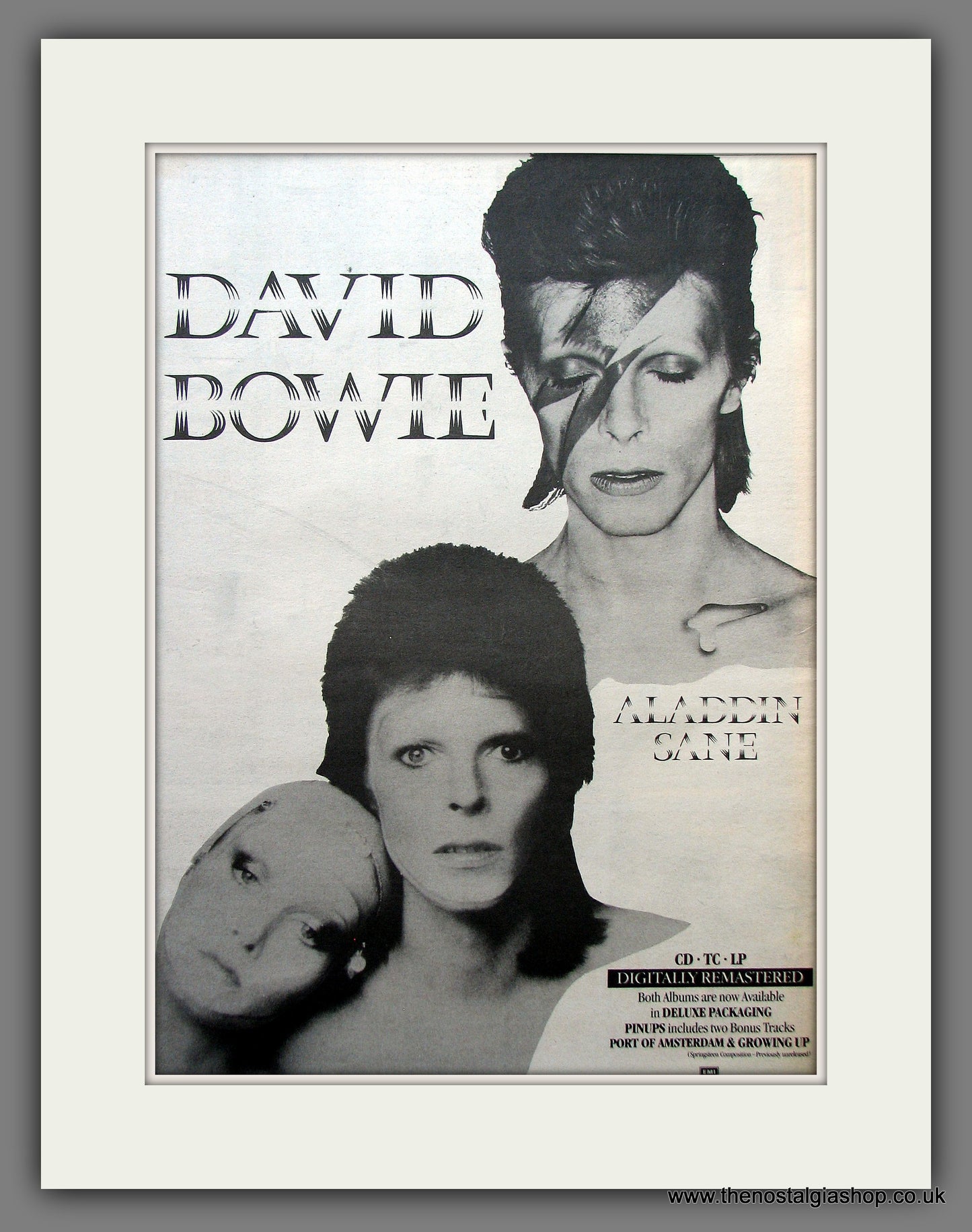 David Bowie. Aladdin Sane. Original Vintage Advert 1990 (ref AD13178)