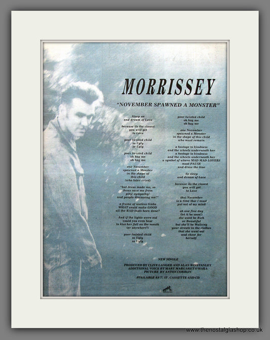 Morrissey. November Spawned a Monster. Original Vintage Advert 1990 (ref AD13181)