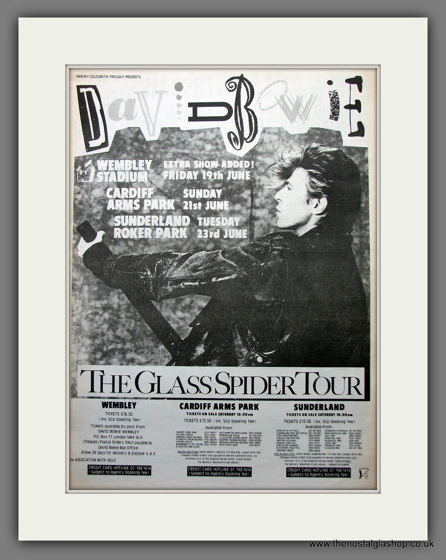 David Bowie. Glass Spider Tour. Original Vintage Advert 1987 (ref AD13192)