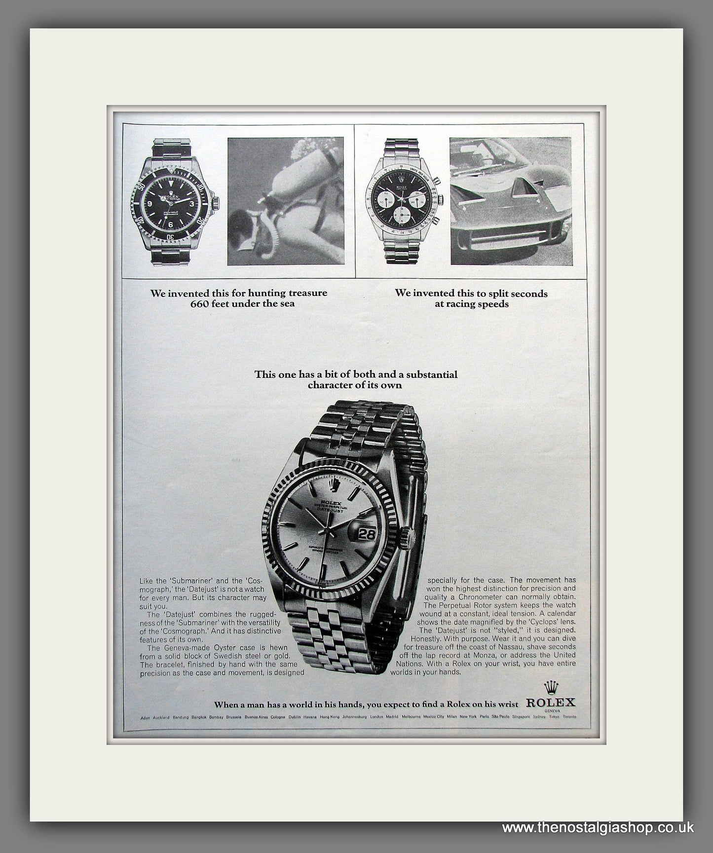 Rolex Datejust Watch.  Original Advert 1966 (ref AD300128)