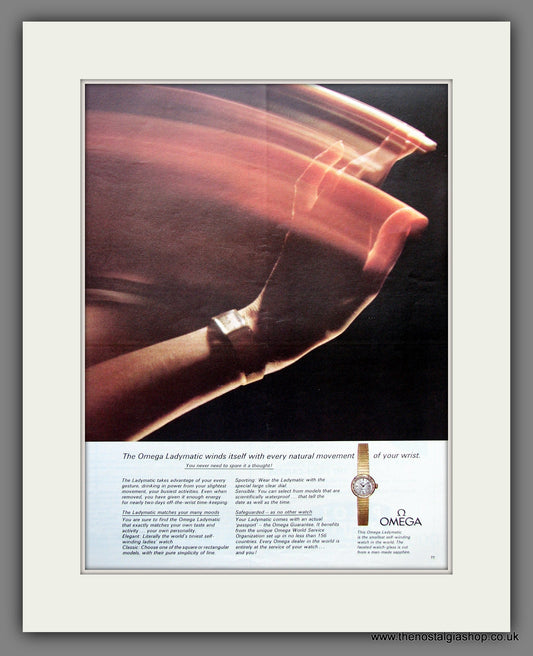 Omega Ladymatic Watch.  Original Advert 1966 (ref AD300120)