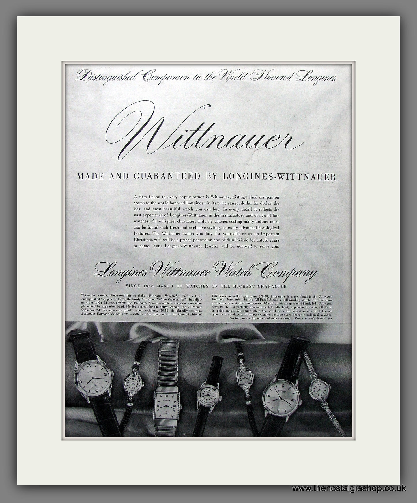 Longines-Wittnauer Watches.  Original Advert 1955 (ref AD300129)