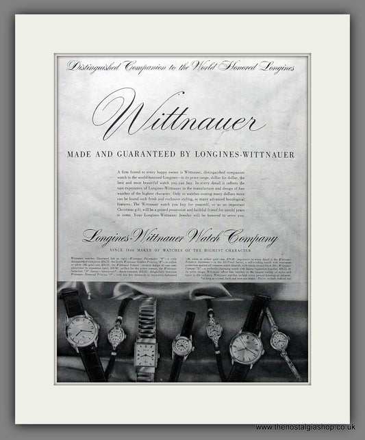 Longines-Wittnauer Watches.  Original Advert 1955 (ref AD300129)