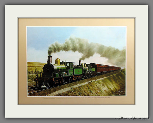 Victorian Government Railways, Australia. The Sydney Limited, 1889. Mounted Railway Print.