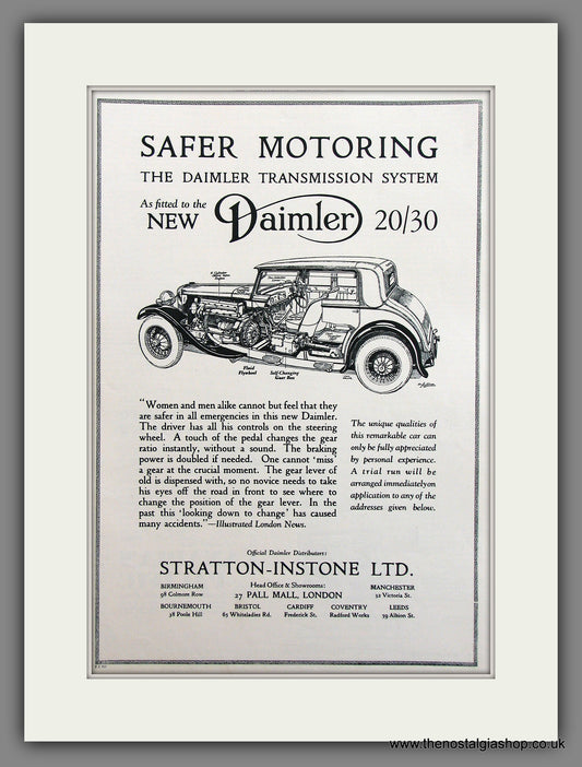 Daimler 20/30. Transmission System. Original Advert 1930 (ref AD300015)