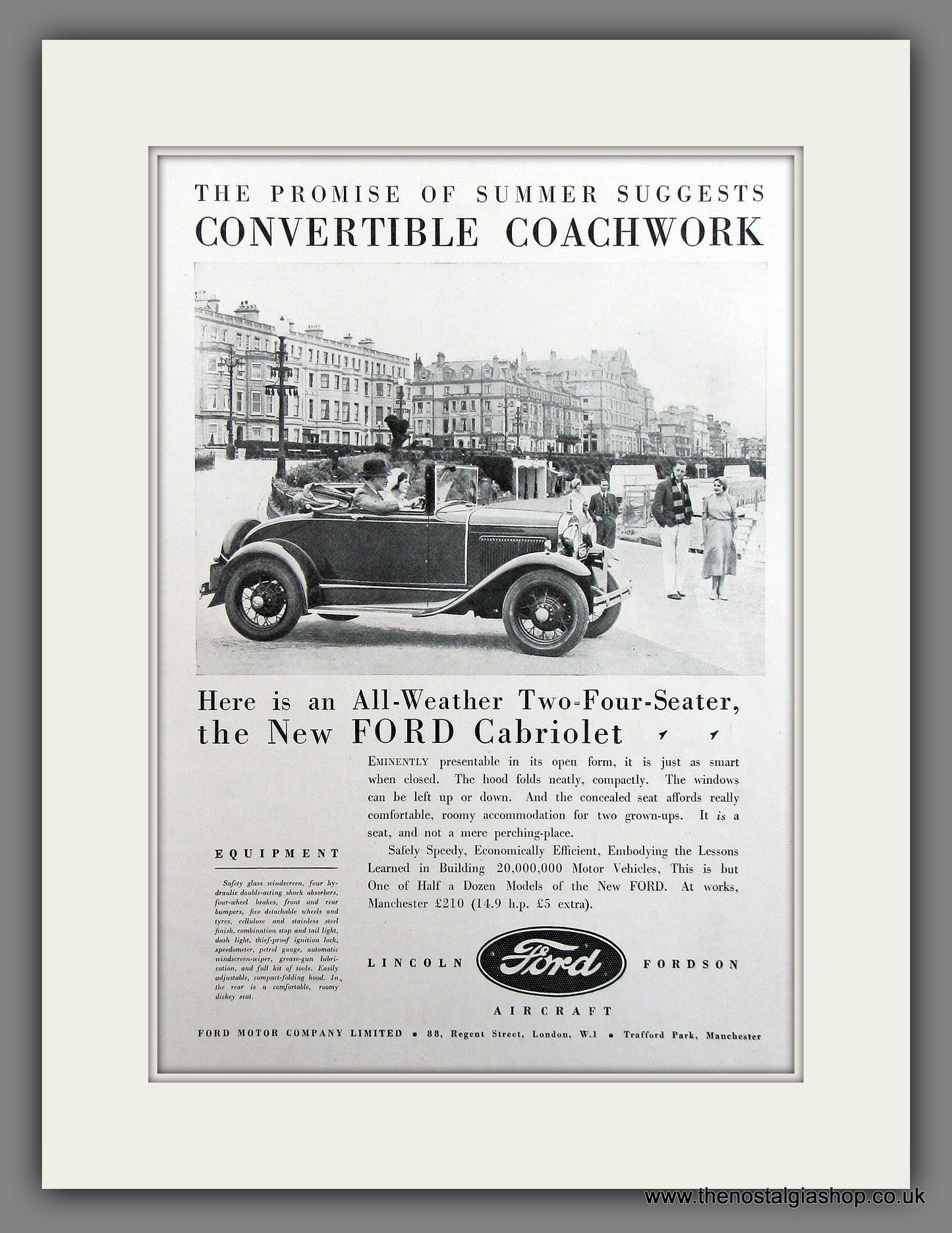 Ford Cabriolet. Original Advert 1931 (ref AD300026)