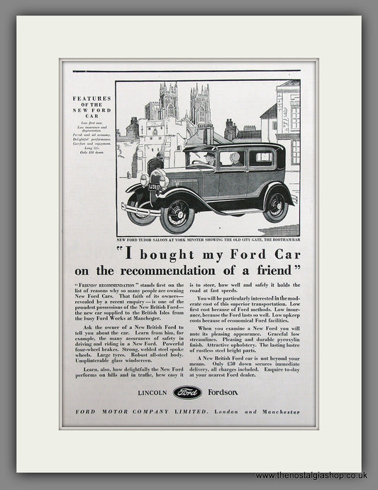 Ford Tudor Saloon. Original Advert 1930 (ref AD300029)