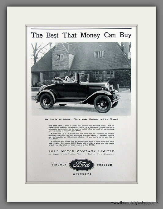 Ford Cabriolet. Original Advert 1931 (ref AD300027)