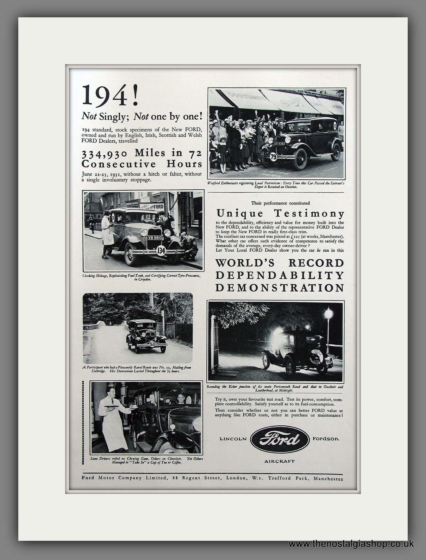 Ford Road Tests. Original Advert 1931 (ref AD300032)