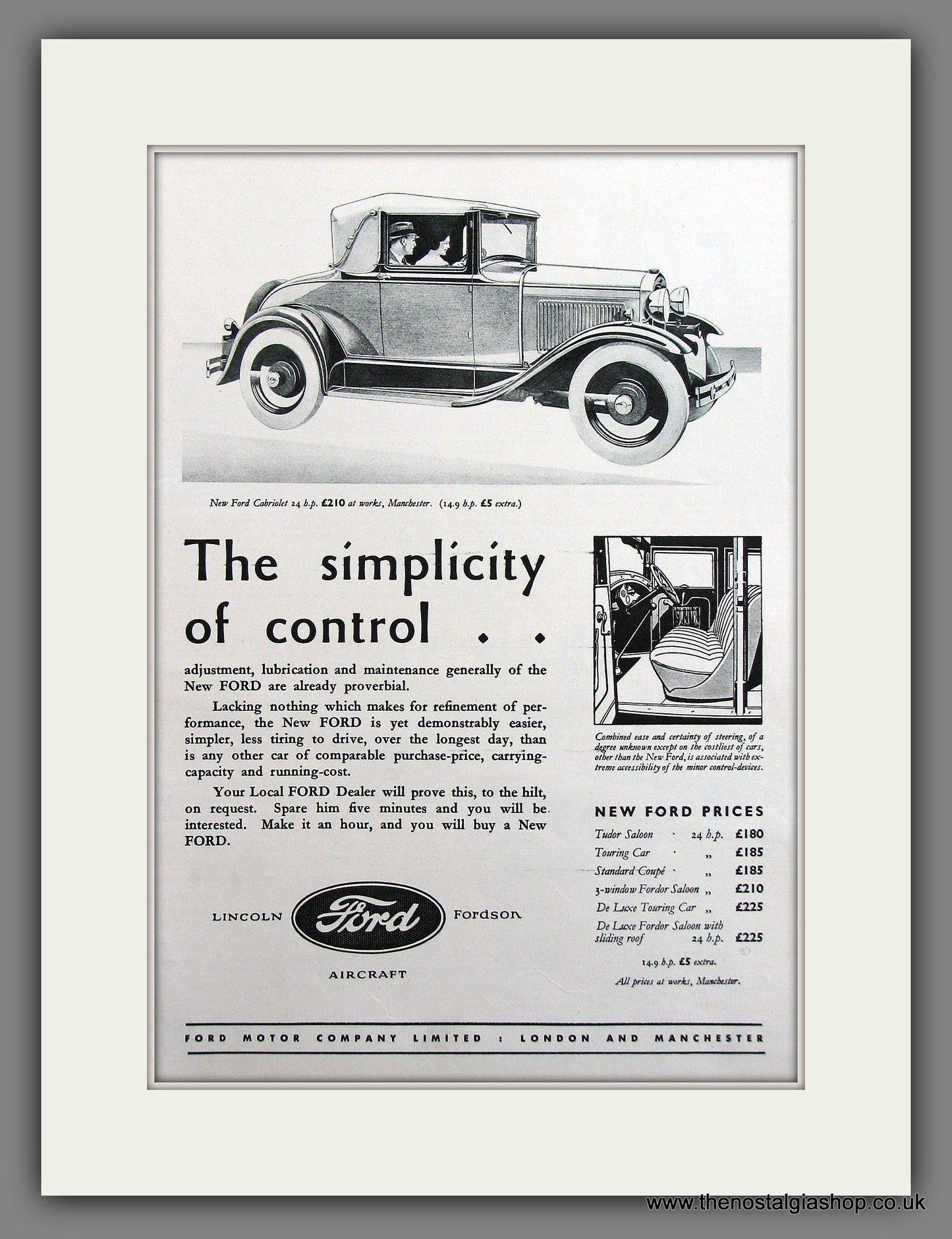 Ford Cabriolet. Original Advert 1931 (ref AD300028)