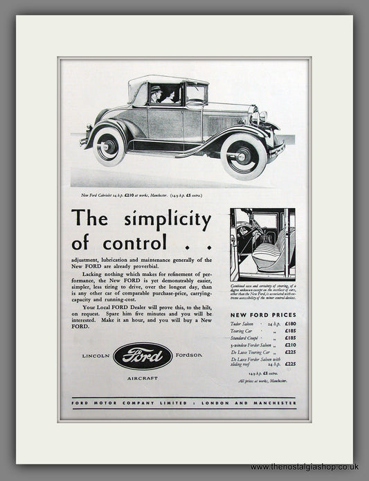 Ford Cabriolet. Original Advert 1931 (ref AD300028)