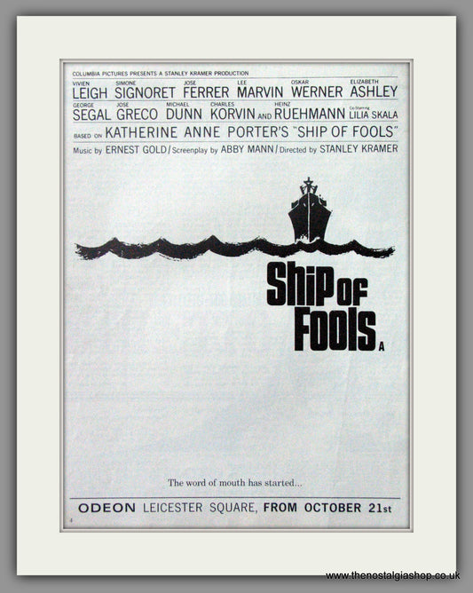 Ship Of Fools. Original Advert 1965 (ref AD51769)