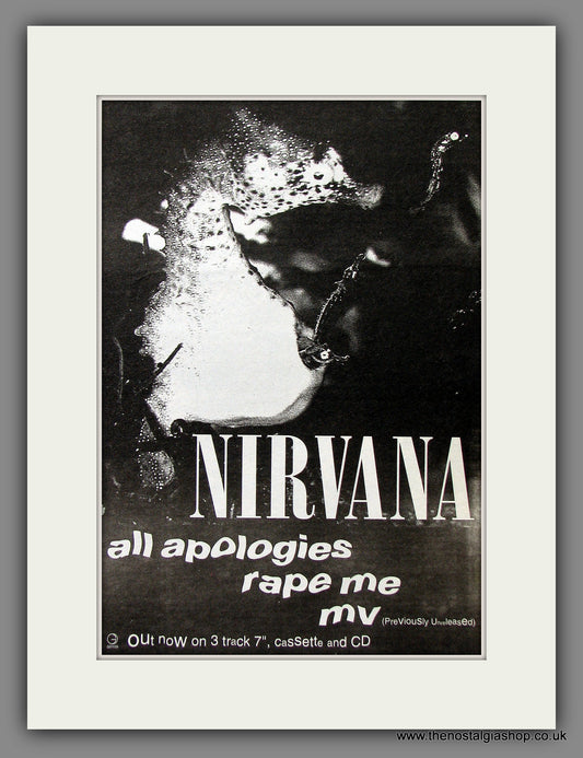 Nirvana. All Apologies Rape Me Mv. Vintage Advert 1993 (ref AD55806)