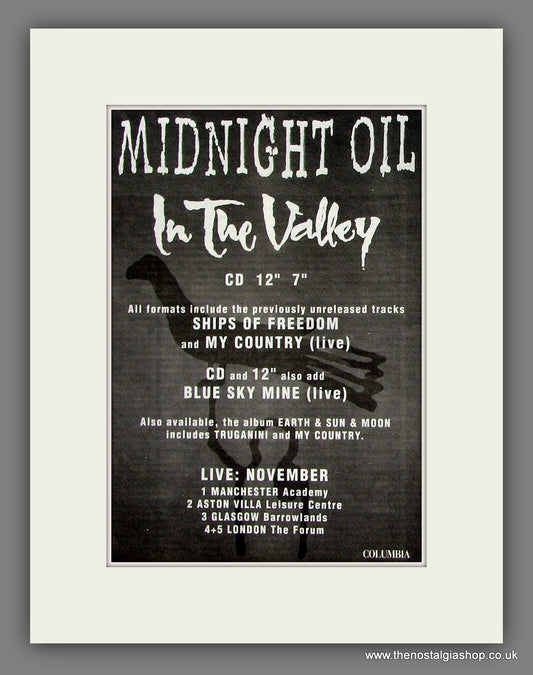 Midnight Oil. In The Valley. 1993 Original Double Advert (ref AD55839)