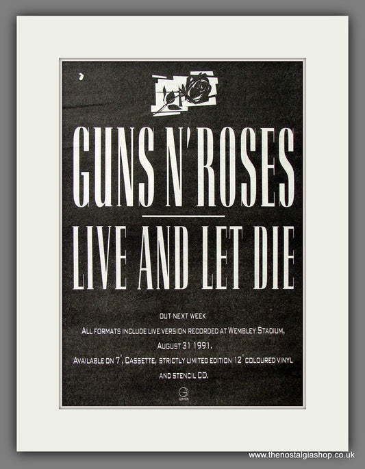 Guns N' Roses. Live And Let Die. 1991 Original Advert (ref AD55813)