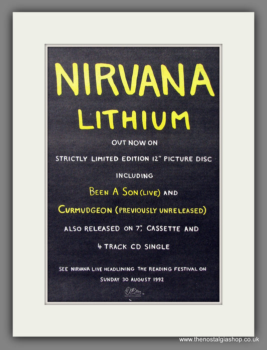 Nirvana Lithium. 1992 Original Advert (ref AD55818)