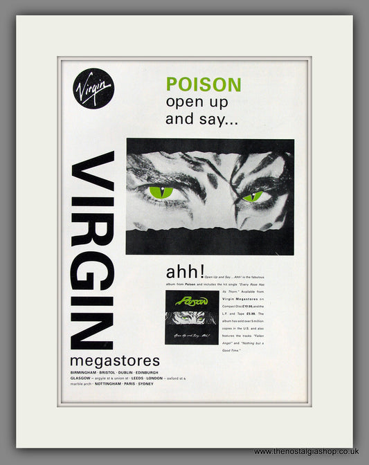 Poison. Open Up And Say Ahh. 1989 Original Advert (ref AD55765)