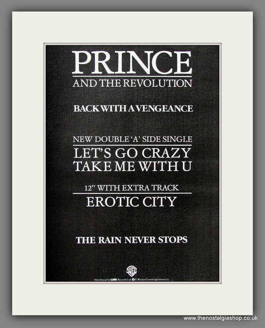 Prince. Let's Go Crazy. 1985 Original Advert (ref AD55832)