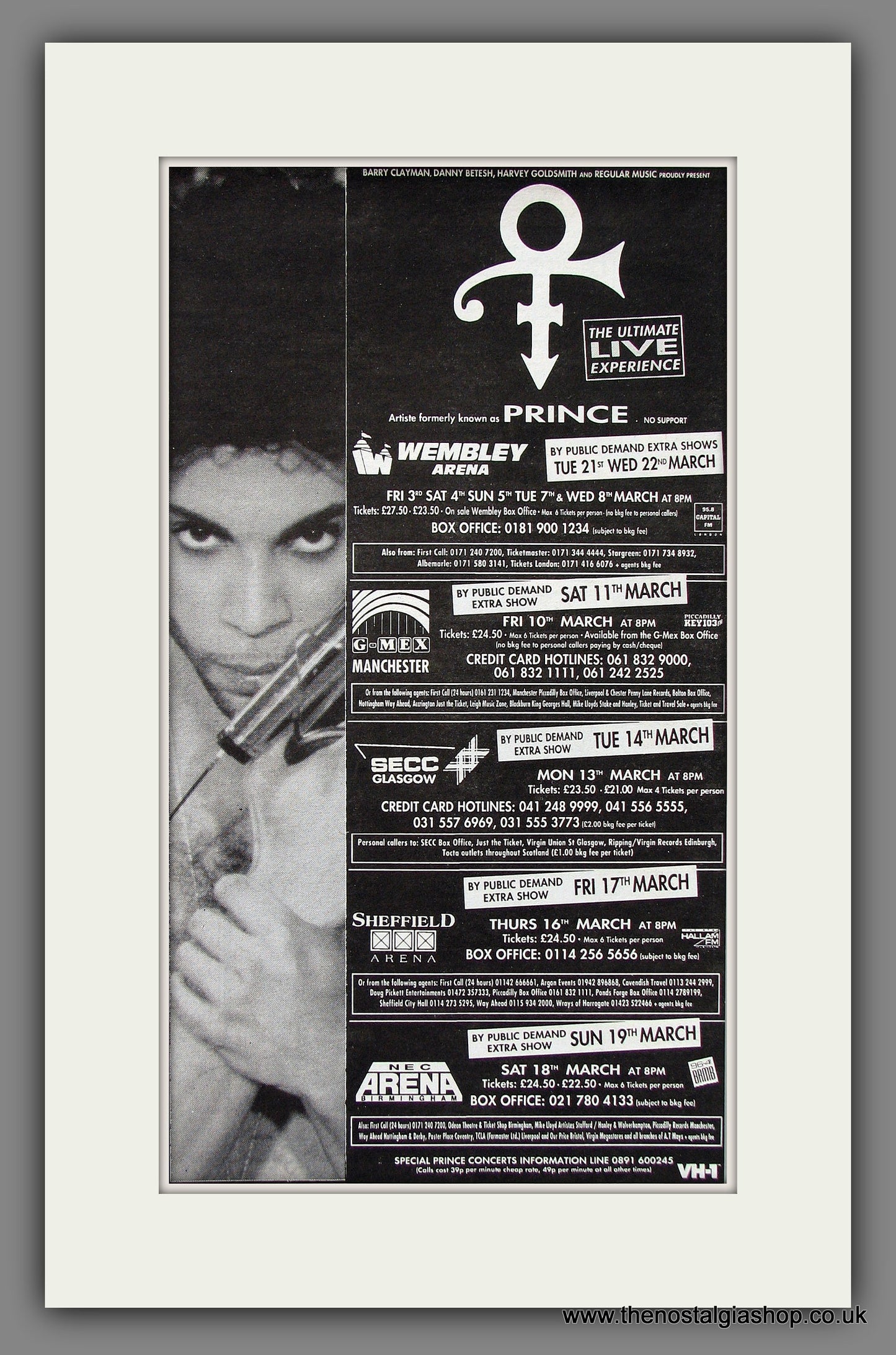 Prince. UK Shows. 1995 Original Advert (ref AD55833)