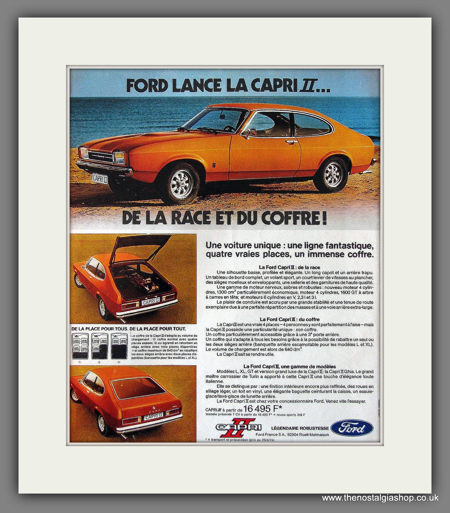 Ford Capri Mk II. Original French Advert 1974 (ref AD300141)