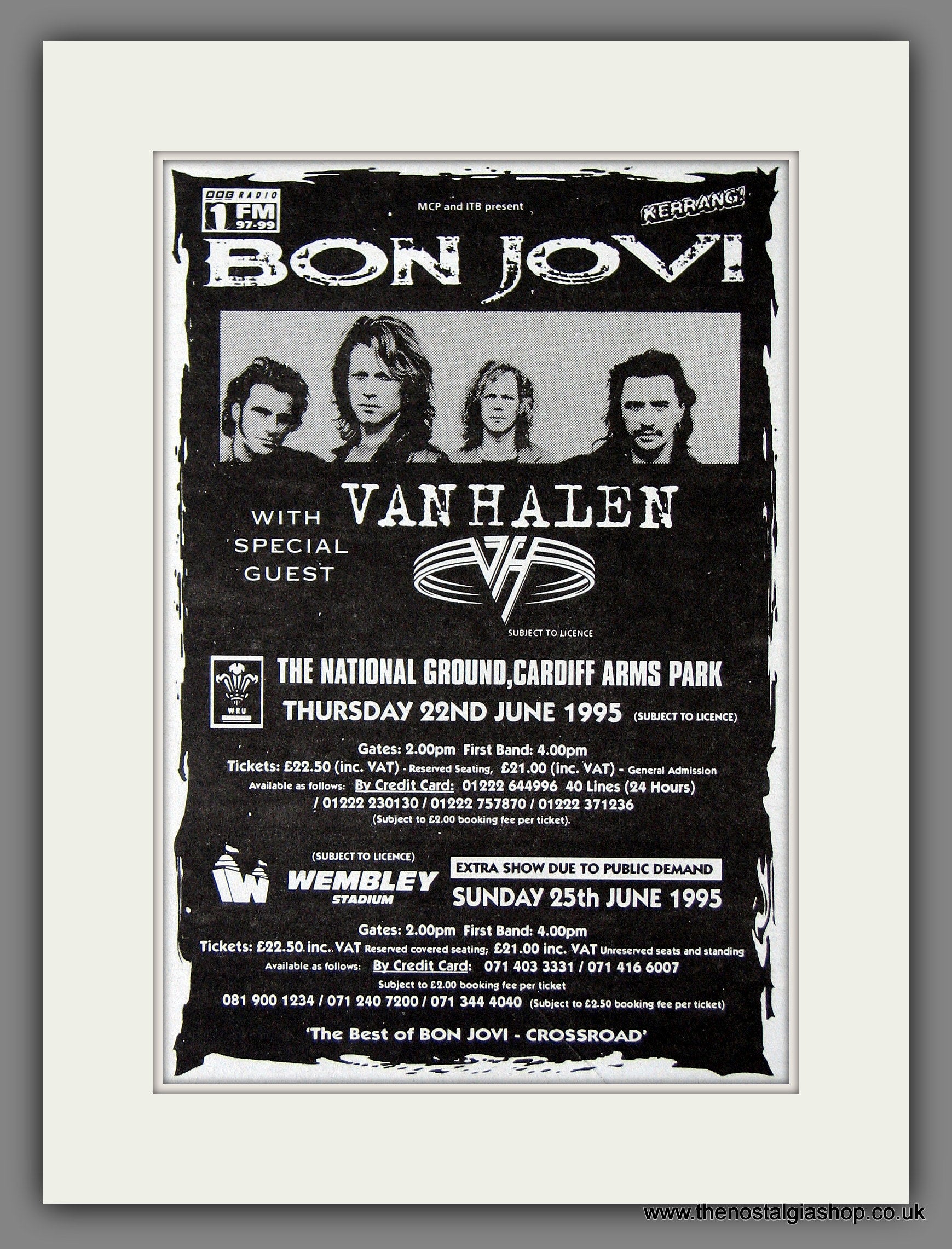 Bon Jovi & Van Halen. UK Shows, 1995 Original Advert (ref AD55899 ...