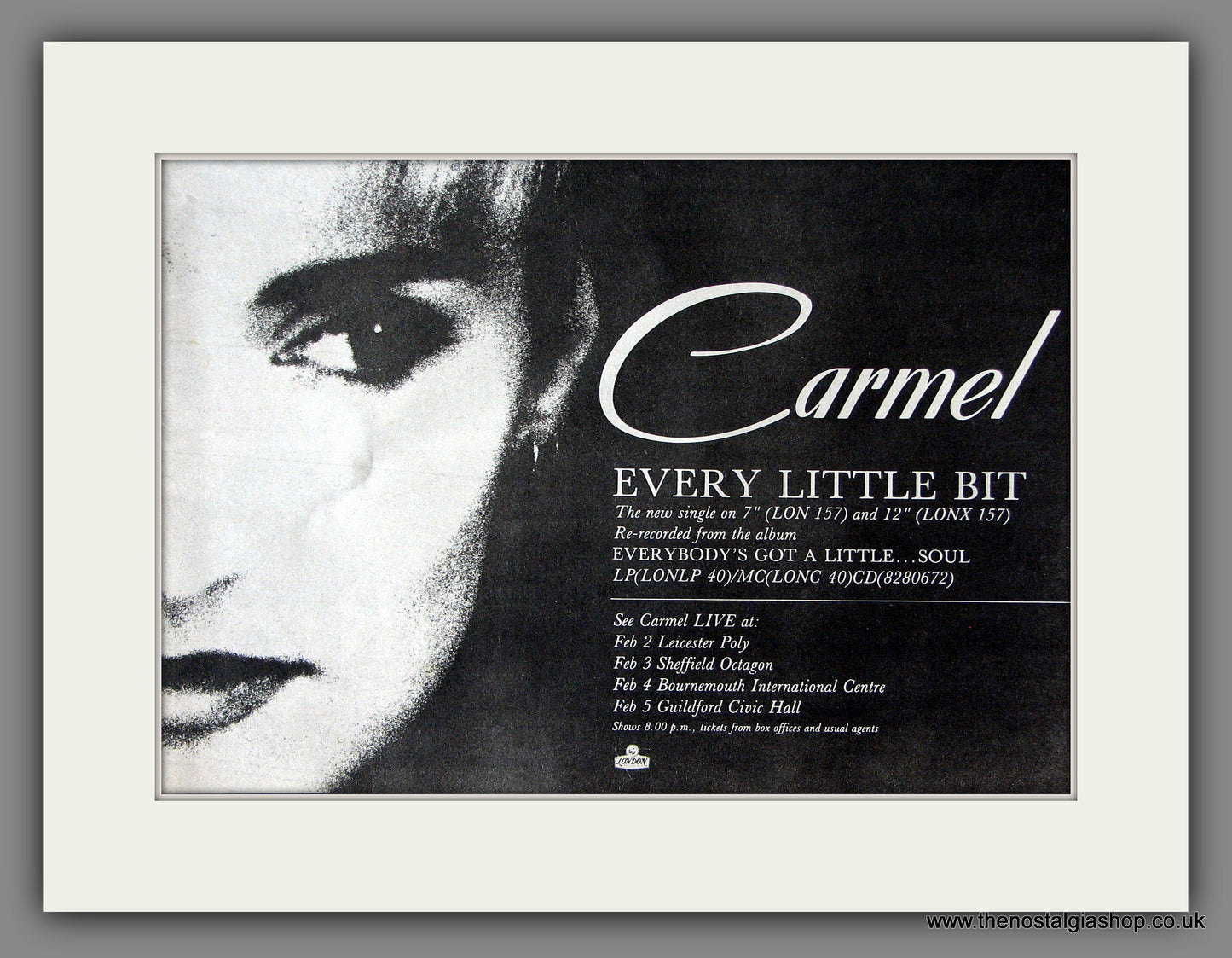 Carmel. Every Little Bit. 1988 Original Advert (ref AD55905)