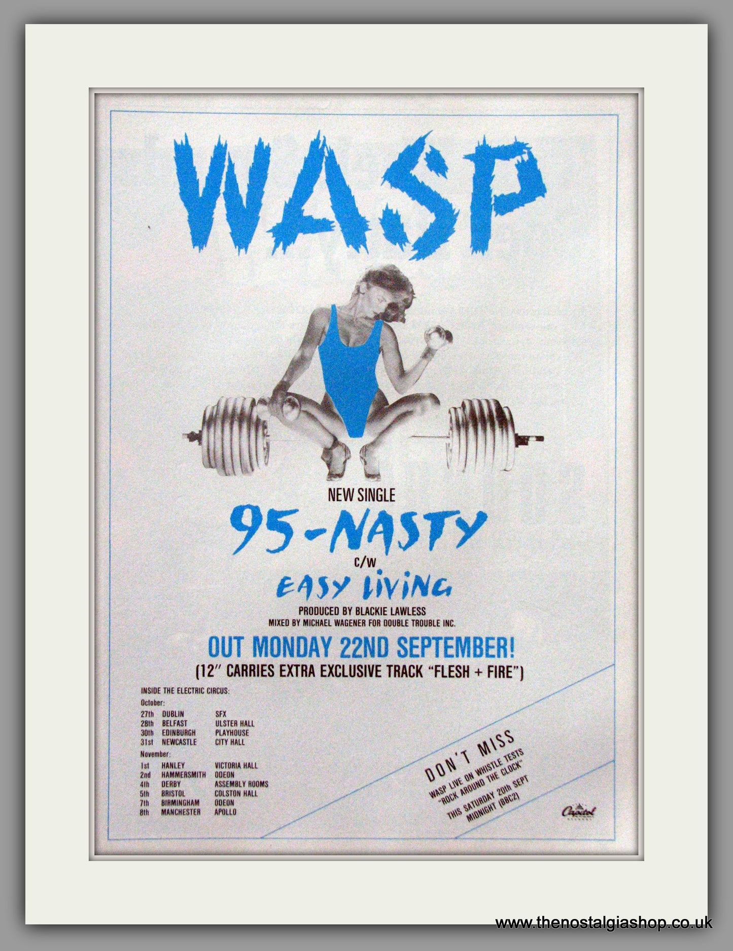 WASP. 95-Nasty. 1986 Original Advert (ref AD50961)