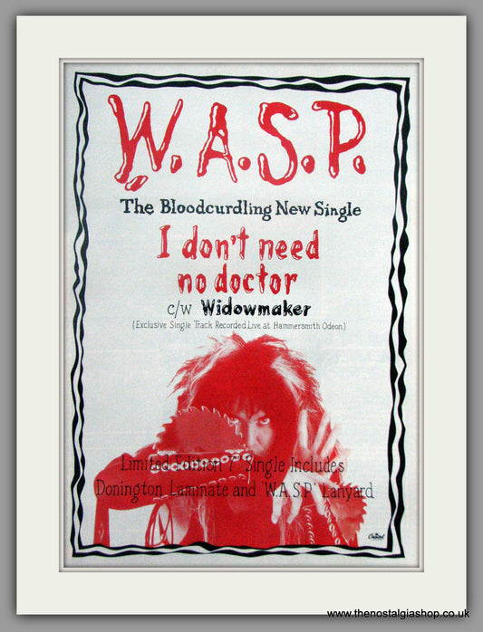 WASP. I Don't Need No Doctor. 1987 Original Advert (ref AD50964)