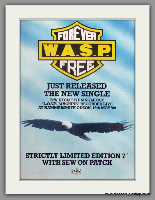 WASP. Forever Free. 1989 Original Advert (ref AD50967)