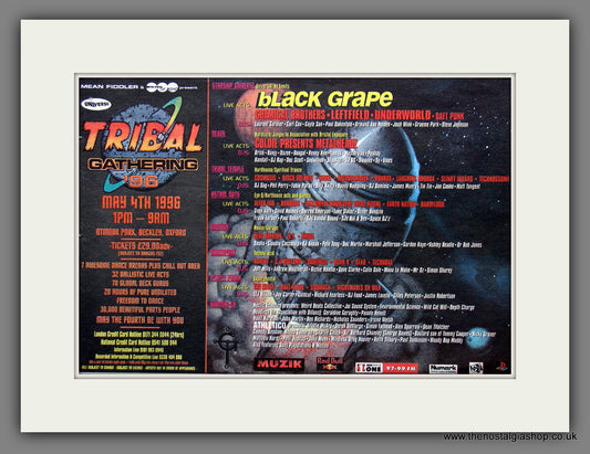 Tribal Gathering '96. Black Grape. Original Advert 1996 (ref AD55921)