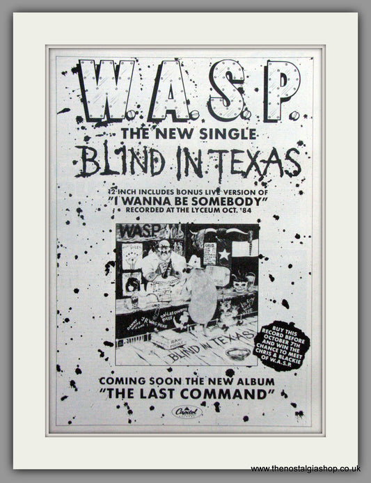 WASP. Blind In Texas. 1985 Original Advert (ref AD50970)