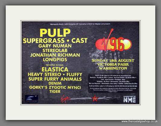 V96 Festival. Pulp. Vintage Advert 1996 (ref AD55922)