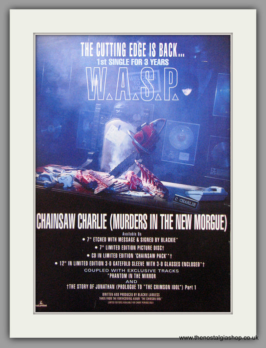 WASP. Chainsaw Charlie. 1992 Original Advert (ref AD50972)