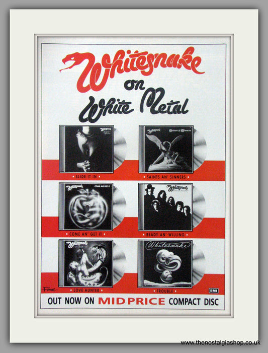 Whitesnake. On White Metal. 1988 Original Advert (ref AD50990)