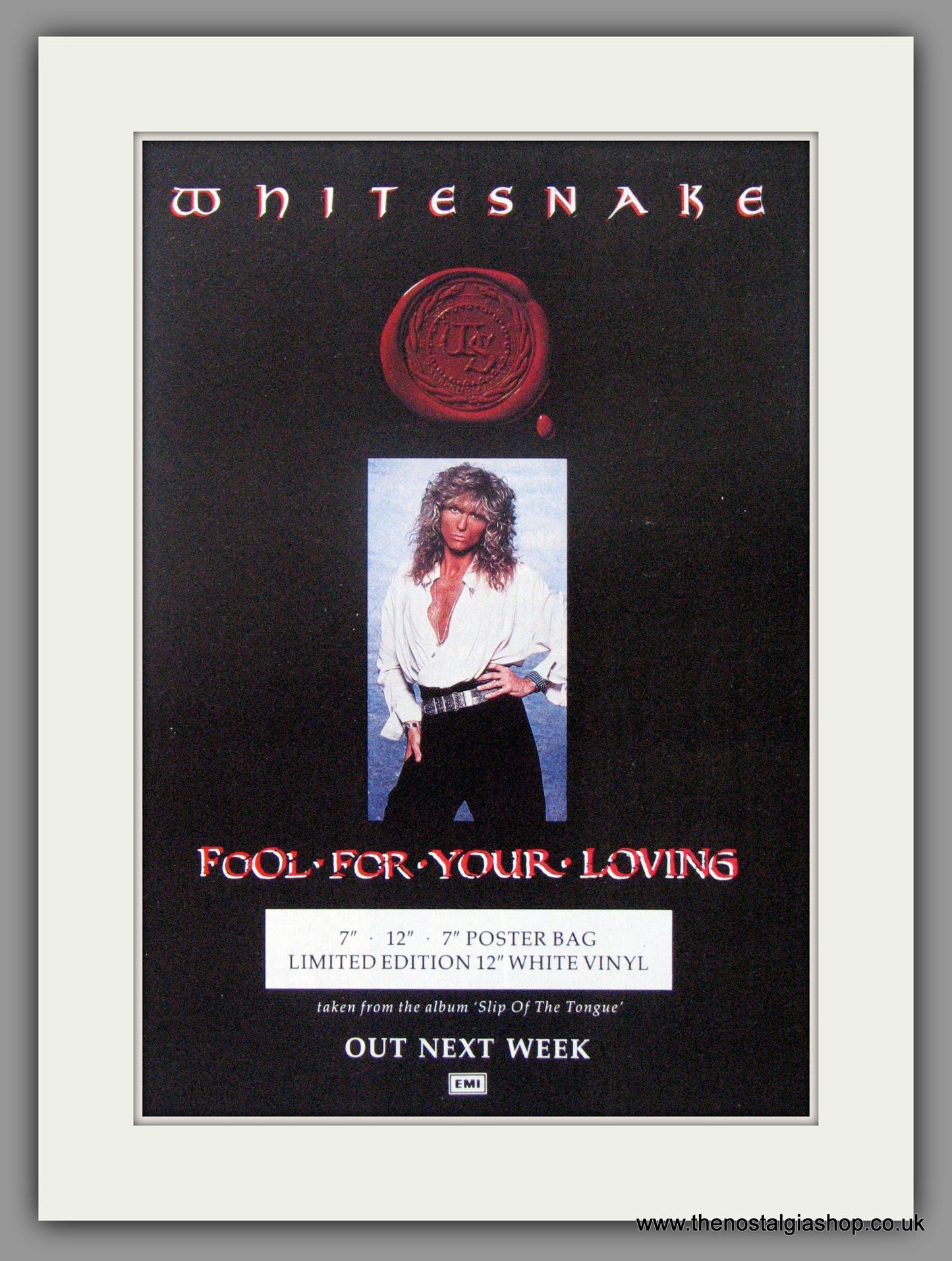 Whitesnake. Fool For Your Loving. 1989 Original Advert (ref AD51000)