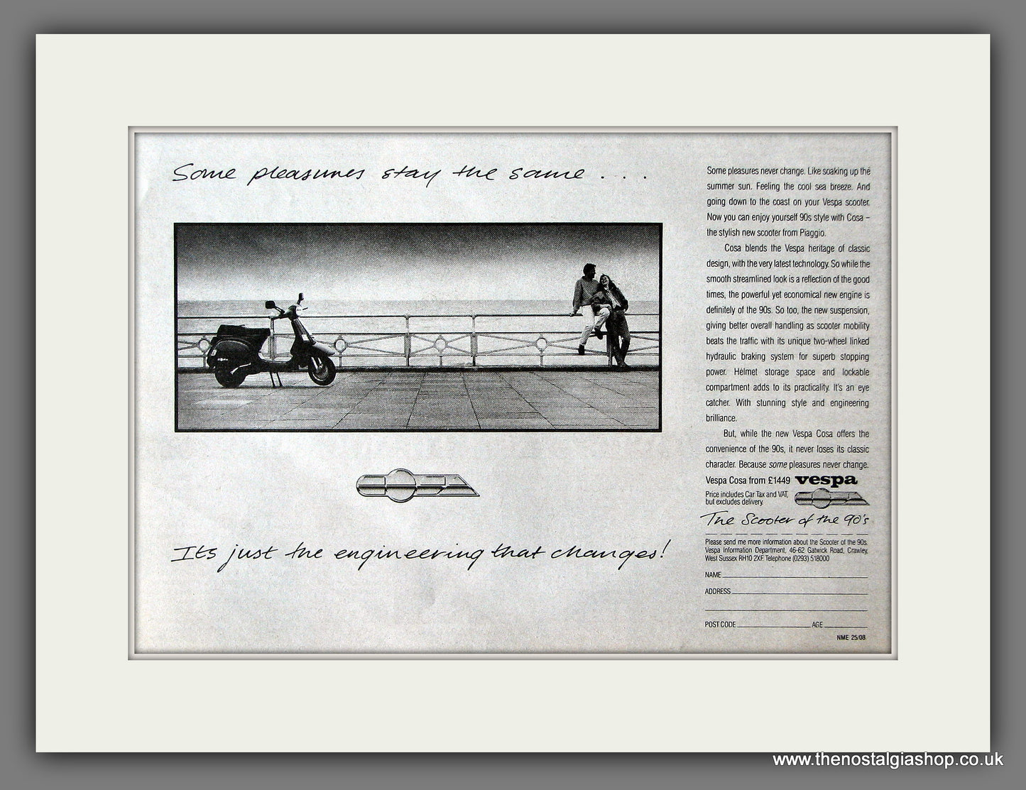 Vespa Scooters. Original Advert 1990 (ref AD55956)