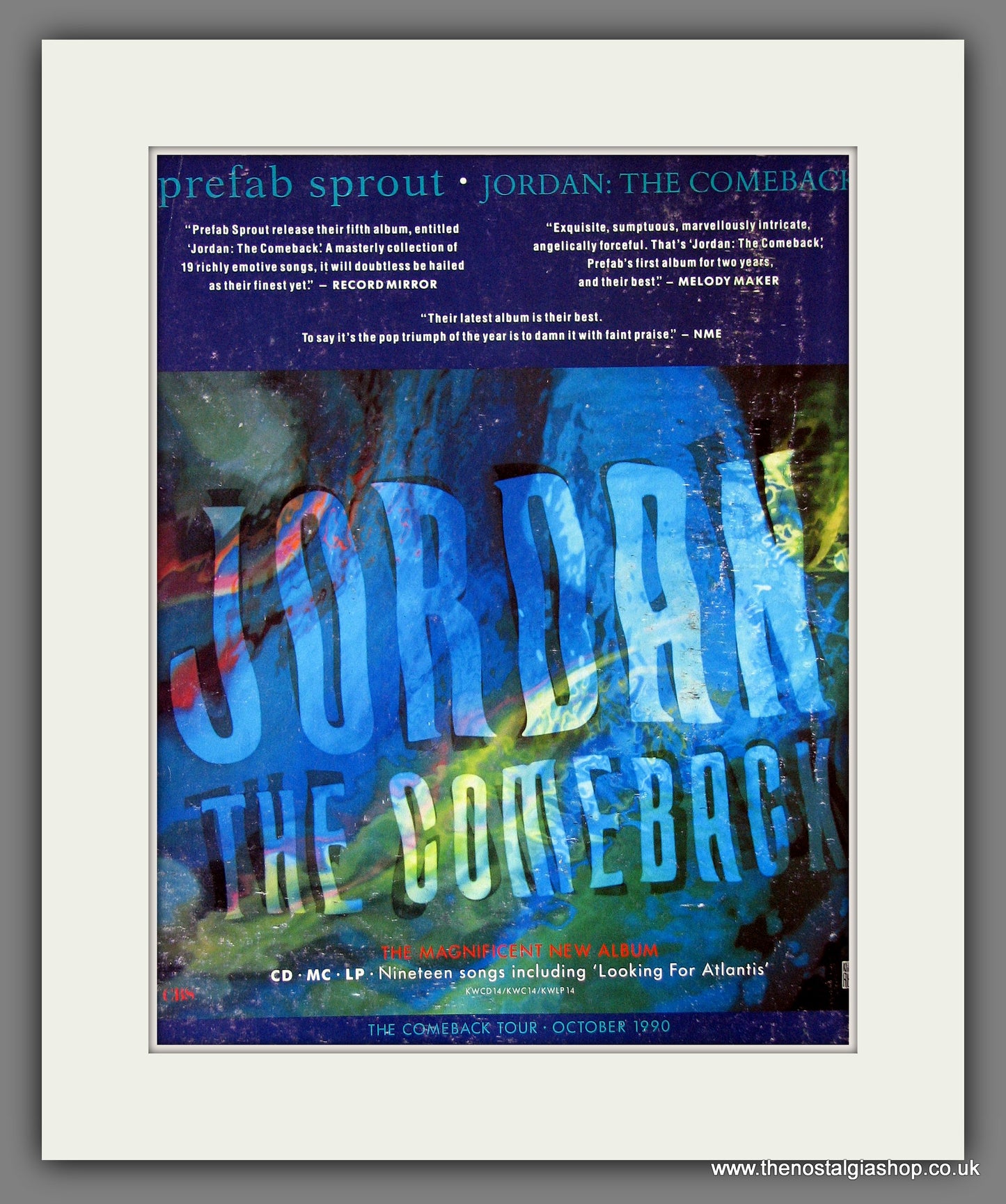 Prefab Sprout. Jordan The Comeback. 1990 Original Advert (ref AD55854)