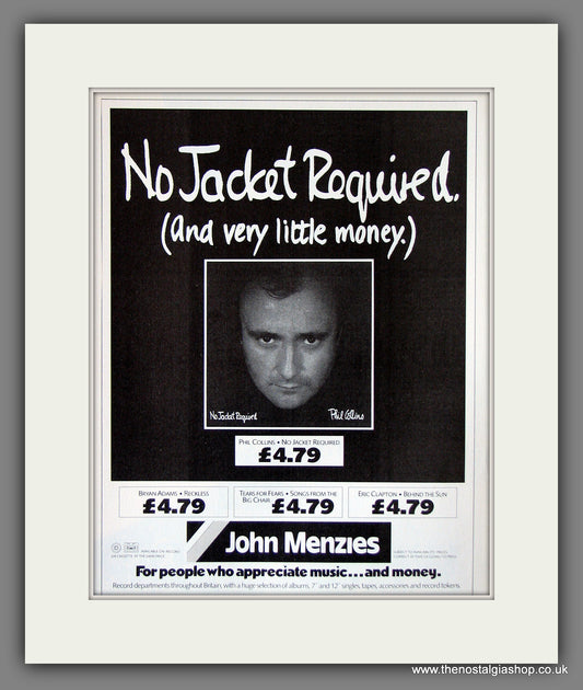 Phil Collins. No Jacket Required. 1985 Original Advert (ref AD55869)