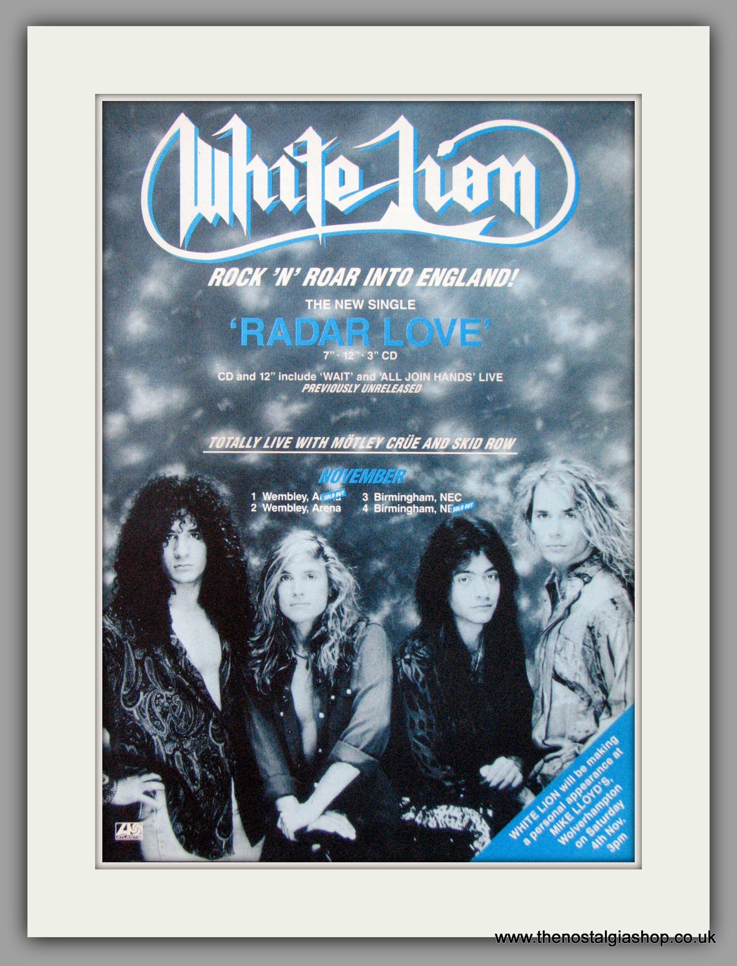 White Lion. Radar Love. 1989 Original Advert (ref AD51168)