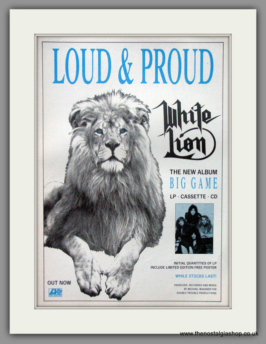 White Lion. Big Game. 1989 Original Advert (ref AD51174)