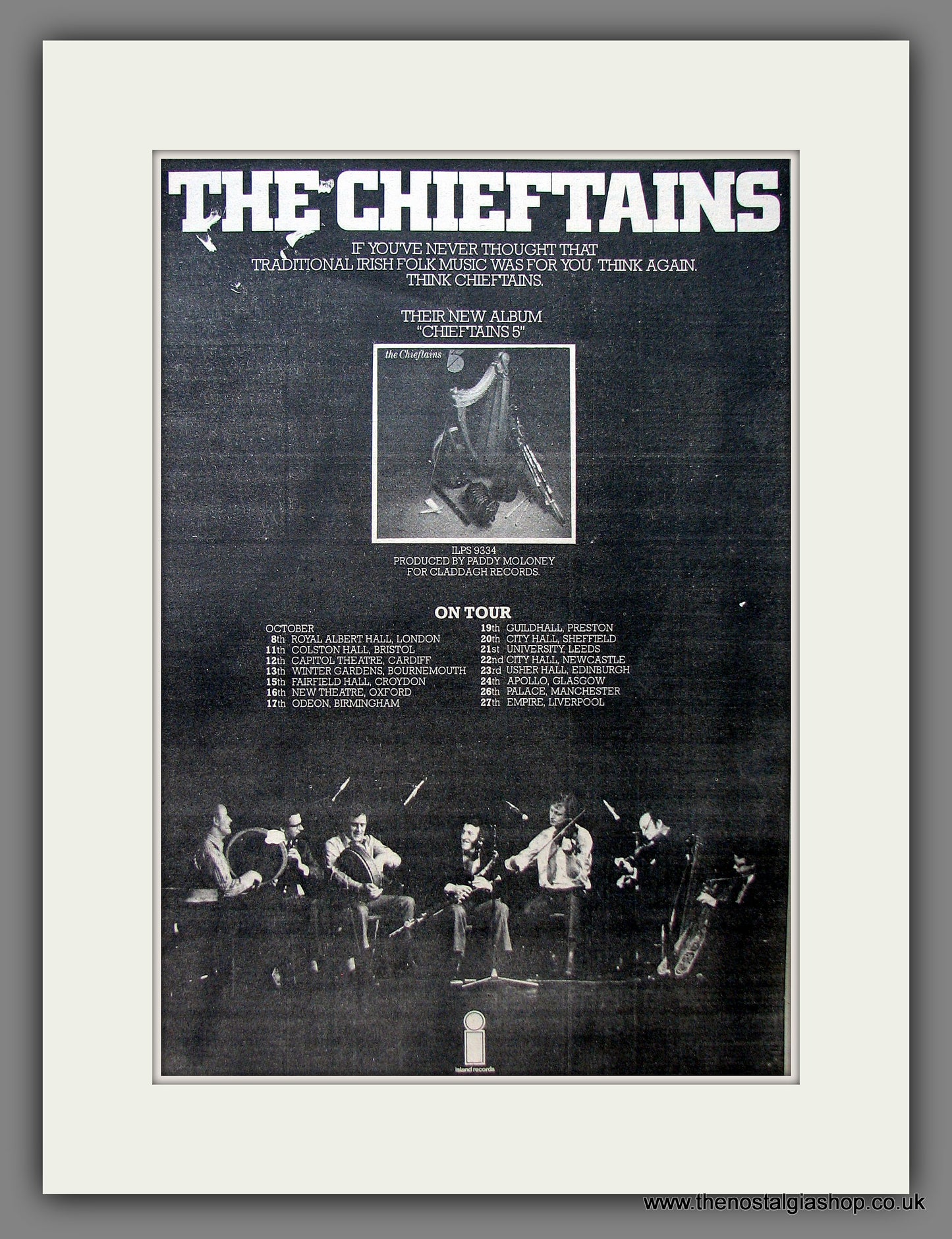 Chieftains (The) UK Tour Dates. Original Advert 1975 (ref AD13485)