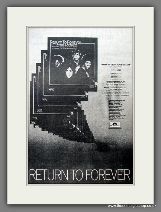 Chick Corea. Return To Forever. Original Advert 1974 (ref AD13489)