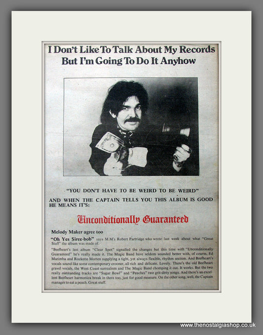 Captain Beefheart. Unconditionally Guaranteed. Original Advert 1974 (ref AD13494)