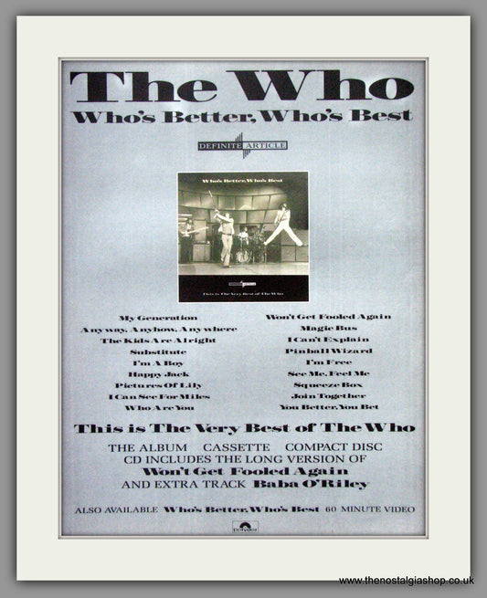 Who (The) Who's Better, Who's Best. 1990's Original Advert (ref AD51418)