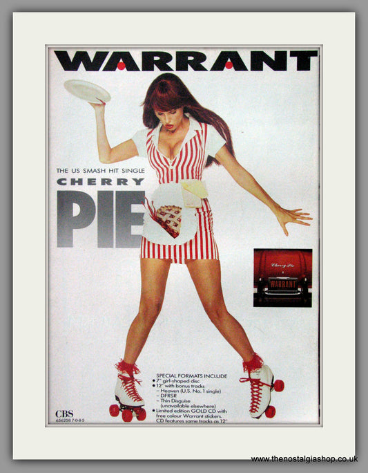 Warrant. Cherry Pie. 1990 Original Advert (ref AD51422)