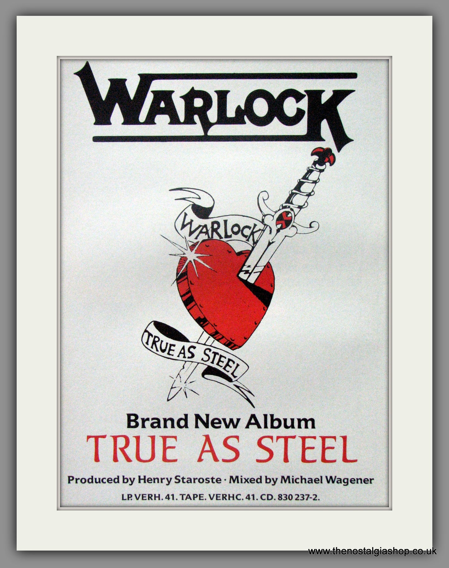 Warlock. True As Steel. 1986 Original Advert (ref AD51426)