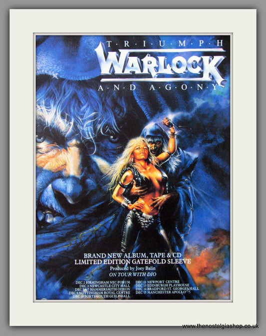 Warlock. Triumph and Agony. 1987 Original Advert (ref AD51427)