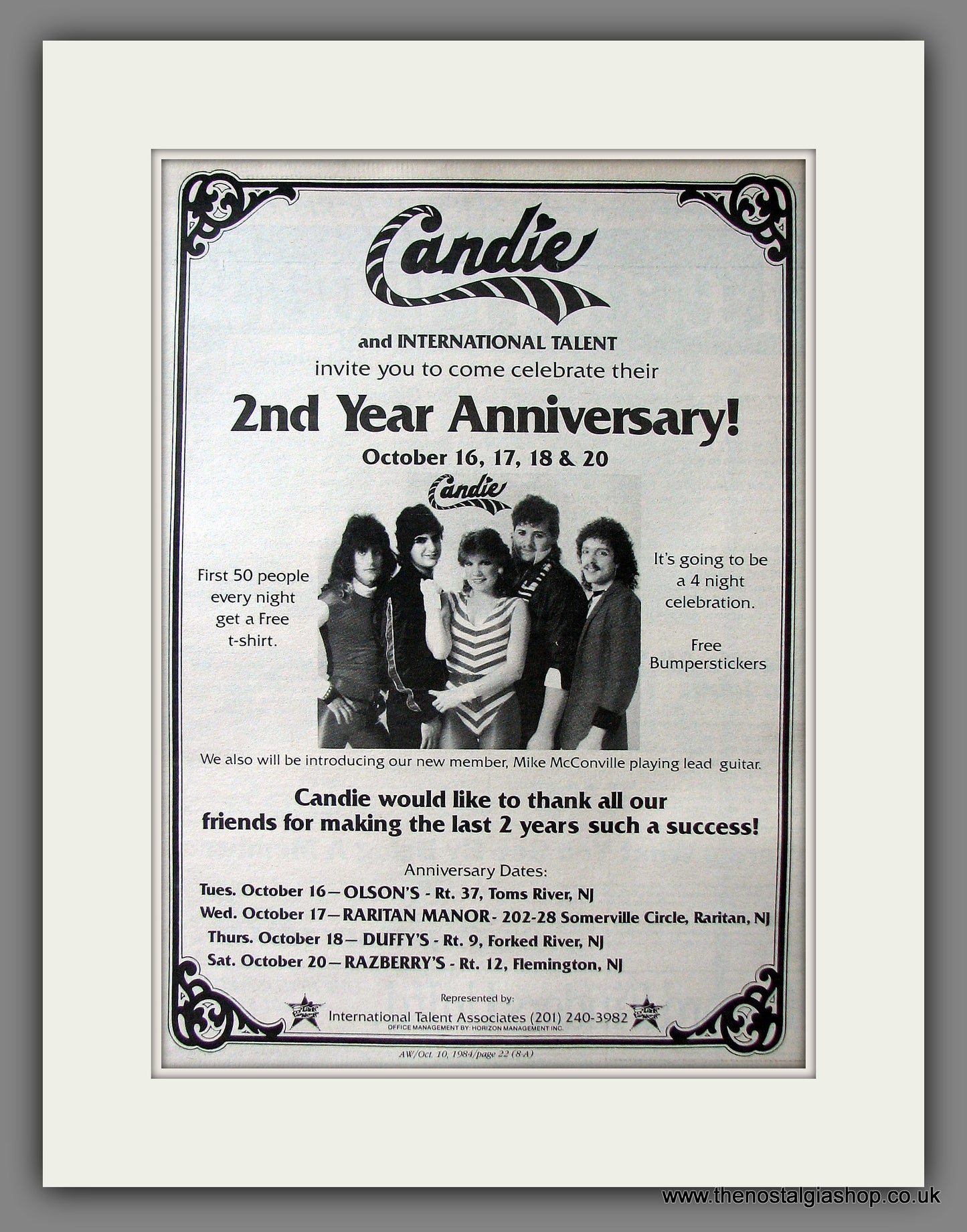 Candie 2nd Year Anniversary Concerts. Original Advert 1984 (ref AD13504)